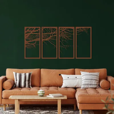Produktbild von Metall Wandkunst, 4 Paneele Lebensbaum Dekor - 79 "x39"/200x100 cm / Kupfer