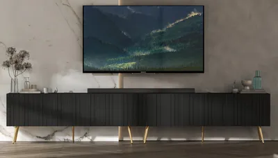 Produktbild von 2 Stk TV-Schrank 2 x ELPIS TV Glamour Style goldene Metallbeine Modern Lindner Möbel 300cm x 60,5cm x 36,5cm Farbe: Schwarz matt - Italienische Tiefmattfolie