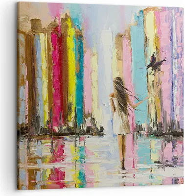 Produktbild von Bild auf Leinwand - Leinwandbild - Mädchen Vogel - 60x60cm - Wand Bild - Wanddeko - Wandbilder - Leinwanddruck - Bilder - Kunstdruck - Wanddekoration - Leinwand bilder - Wandkunst - AC60x60-3441