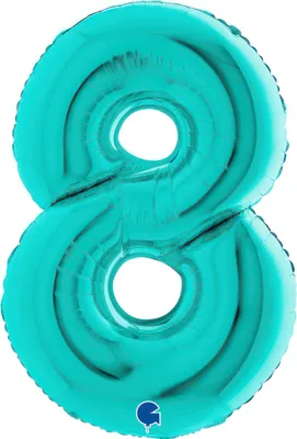 Produktbild von Riesenzahl Folienballon 40"/102cm | Tiffany-Türkis Zahl: 8