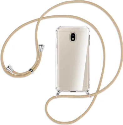 Produktbild von Handykette Backcover-Schutzhülle mit Band (Metall silberfarben) für Samsung Galaxy J3 2017 - caramel