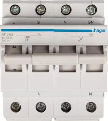 Image de Interrupteur inverseur 1P+N I-0-II 63A 230VAC Hager SF263