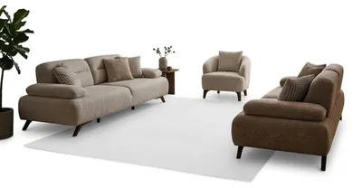 Produktbild von Wohnzimmer Möbel Moderner Stil Beige Holzgestell Komfortabel Entspannend
