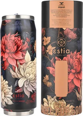 Image de ESTIA | Mug isotherme - Mug thermos 500 ml - multicolore - en acier inoxydable - Mug à café - Mug avec paille
