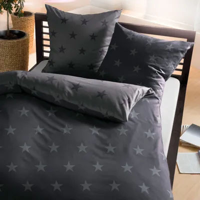 Produktbild von Traumschlaf Biber Bettwäsche Stars zinn 200x200 cm + 2x 80x80 cm