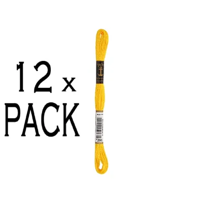 Obrázok produktu pre 12 motúzky na vyšívanie, "Anchor Bordado twist", 8 metrov, tmavožltá, bavlna, farba 291, 6 nití