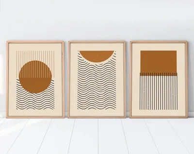 Produktbild von Wallity, Elegantes Dekoratives Wandbild (3 Teile), 50 x 70 cm | 100% MDF (3 mm) mit Rahmen aus massivem Holz (2,5 cm) | Perfekt für modernes Wohnen und stilvolle Akzente.