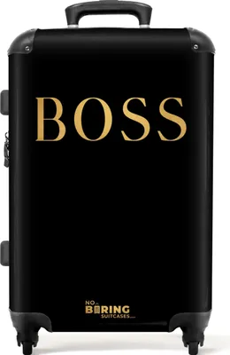Obrázek produktu pro NoBoringSuitcases.com® Velký kufr - Quotes - Boss - Gold - Black - Combination Lock TSA - Hard Shell Trolley 4 Wheels - 72 litrů - Cestovní kufr - 66 cmKufr Medium 67x43x25 cm, 72L,