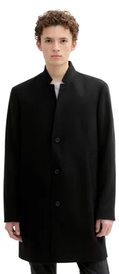 Produktbild von TOM TAILOR Denim Herren 3-Knopf Wollmantel mit Stehkragen,29999 - Black, L
