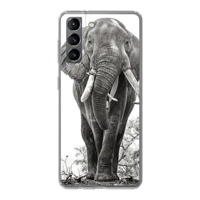 Produktbild von MuchoWow® Handyhülle Schutzhülle Hülle für Samsung Galaxy S21 Elefant - Porträt - Tiere - Schwarz und weiß Silikon Softcase Handy Hülle - Softcase