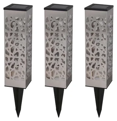 Solarleuchten-Set, 3 Stück, Edelstahl, LED warmweiß, 31 cm