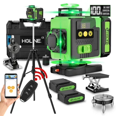 Image de Niveau laser, niveau laser 4D 16 lignes 360° autonivelant avec trépied et batterie 2x4800mAh