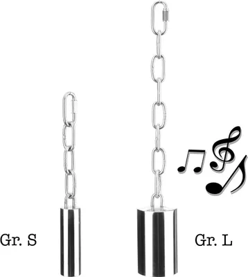 Produktbild von Glocke aus Edelstahl · Größe L (Ø5cm) · Harmonischer Klang für Vögel · 5 x 5 x 23 cm