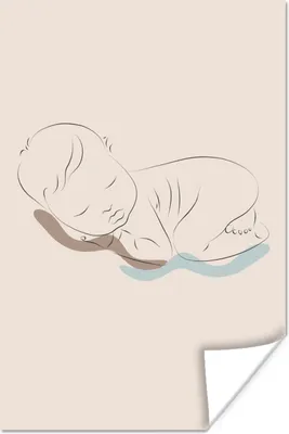 Produktbild von MuchoWow® Poster Strichzeichnungen - Baby - Kind 40x60 cm - Plakate für die Wand - Poster Babyzimmer