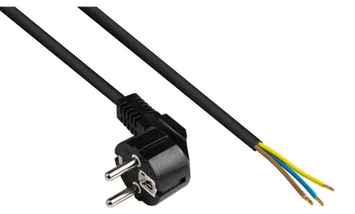 Produktbild von Netzkabel Schutzkontakt Stecker Typ E+F, 1mm2, 3m, schwarz