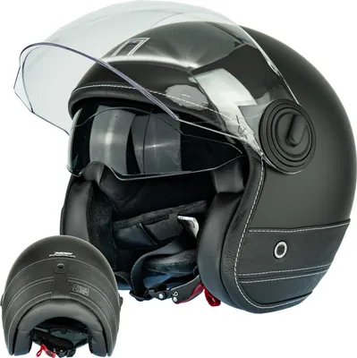 Produktbild von NOX JetHelm NEO-RETRO HERITAGE L (59 - 60cm) Schwarz Leder Motorradhelm