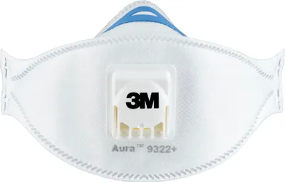 Produktbild von 3M™ Aura™ Comfort Cool Flow™ Partikelmaske 9322+, FFP2, mit Ventil, 2er-Packung