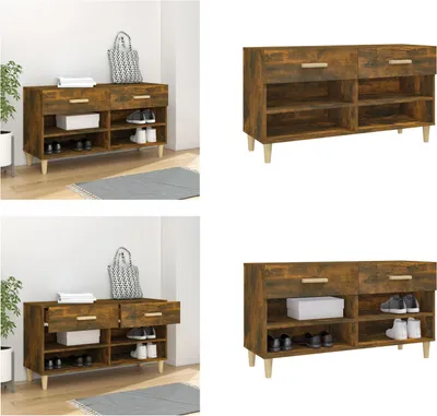 Produktbild von vidaXL Schuhschrank Räuchereiche 102x35x55 cm Holzwerkstoff - Schuhschrank - Schuhschränke - Schuhaufbewahrung - Schuhorganizer