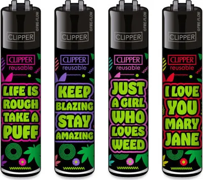 Produktbild von Clipper Reibrad Feuerzeuge Weed Statements #8, 4 Stück