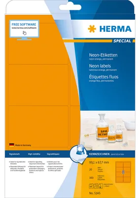 Zdjęcie produktu dla HERMA Etiketten A4 neon-orange 99,1x67,7 mm Papier 160 St.