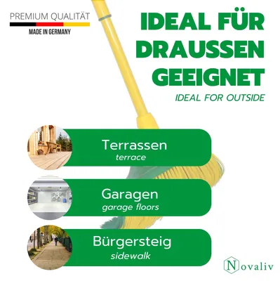 Productafbeelding van Novaliv Krabbenborstelset, 30 cm, hout met telescopische steel, gebogen borstels. Geschikt voor tuin, straat, opruimen en bladeren. (2 borstels met steel, 40 cm)