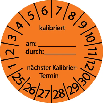 Produktbild von 5000 Stück "Prüfetiketten" 15 mm -selbstklebende "Kalibriert am..., durch..., nächster Termin, Startjahr: 2025" ES-PRKAD-6-2025-15-149-PA