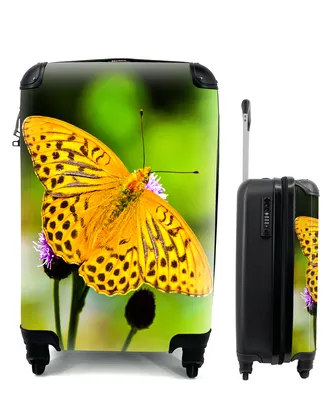Produktbild von MuchoWow® Koffer Handgepäck Trolley Rollkoffer Kleine Reisekoffer mit 4 Rollen - Schmetterling - Tiger - Blume - Cabin Size < 55x40x23 cm & 55x40x20 cm - Fotokoffer - Kabinenkoffer - Boardgepäck - Reise-Box - Reisekoffer - Reisegepäck - Koffer mit Bild - Trolley für Kinder