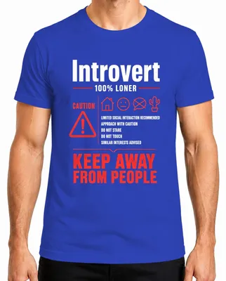 Immagine prodotto di Maglietta da uomo, blu, taglia XL, con scritta: "Introverso: tenetevi alla larga, 100% solitario", tono sarcastico