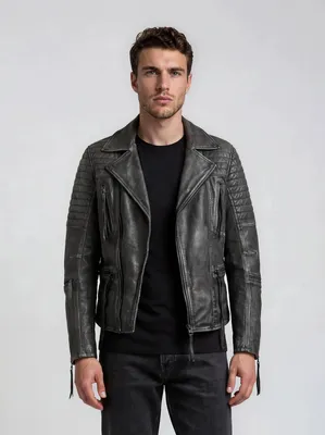 Produktbild von Bryan Herren Echtleder Lederjacke Schwarz M