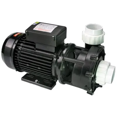 A black electric pump with white connectors against a white background.