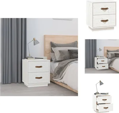 Produktbild von vidaXL Nachttisch Weiß 40x34x45 cm Massivholz Kiefer -  Nachttische