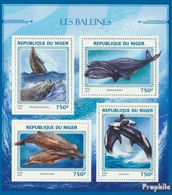Produktbild von Briefmarken Niger 2016 Mi 4437-4440 Kleinbogen (kompl. Ausg.) postfrisch Wale