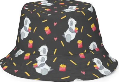 Produktbild von Mr. & Mrs. Panda Sommerhut Panda Pommes Größe S/M - Grau - Geschenk, Outdoorhut, Sonnenschutzhut, Muster, Anglerhut, Bucket Hat, Boonie, Sonnenhut