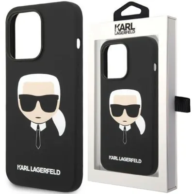 Produktbild von Karl Lagerfeld KLHMP14XSLKHBK iPhone 14 Pro Max 6,7" Hardcase schwarz/schwarz Silikon Karl`s Head Magsafe Schutzhülle