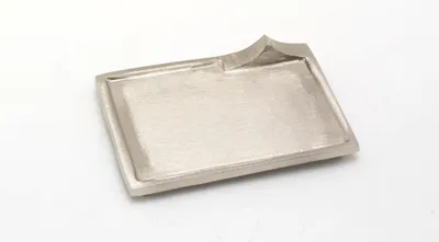 Produktbild von Kerzenteller, Dekoteller rechteckig Messing vernickelt Silber (Innen 9 x 6 cm)