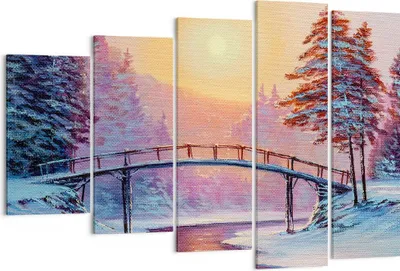 Produktbild von Bild auf Leinwand - Leinwandbild - Park Winter Brücke - 150x100cm - Wand Bild - Wanddeko - Leinwanddruck - Bilder - Kunstdruck - Wanddekoration - Leinwand bilder - Wandkunst - EG150x100-3988