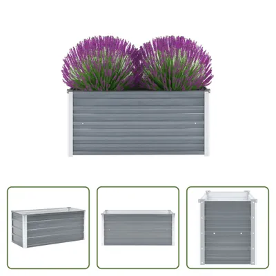 Immagine prodotto di The Living Store Letto da giardino rialzato in acciaio zincato 100x40x45 cm Grigio