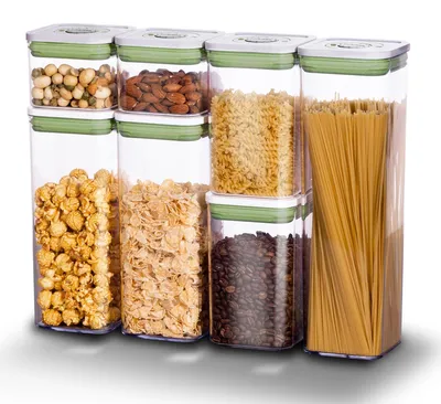 Vorratsdosen-Set, 7-teilig, luftdicht, stapelbar, BPA-frei, grün