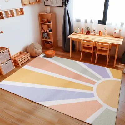 Image de Carpetsale24 Tapis Enfant Motif Arc-en-ciel Tapis de Jeu pour Chambre Garçon et Fille Solide et Confortable, Taille: 160x230 cm