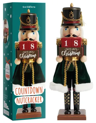 Productafbeelding van Kerstmis aftellen houten notenkraker soldaat - 30cm - 12" in feestelijke kleuren - Kerstversiering met dagtelling