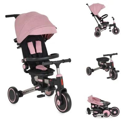Produktbild von Byox Dreirad Flexton 5 in 1 Laufrad Rückenlehne EVA-Reifen Becherhalter faltbar rosa