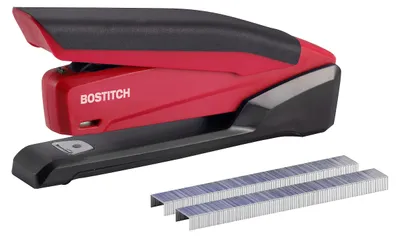 Produktbild von Bostitch InPower, 20 Blätter, Schwarz, Rot, Standard-Clinch, Oben, 210 Heftklammern, Integriert