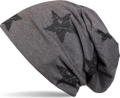 Produktbild von styleBREAKER Uni Stoff Beanie Mütze mit Sterne Print im Destroyed Vintage Look, Longbeanie 04024041