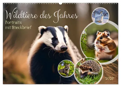 Produktbild von Wildtiere des Jahres (Wandkalender 2027 DIN A2 quer), CALVENDO Monatskalender