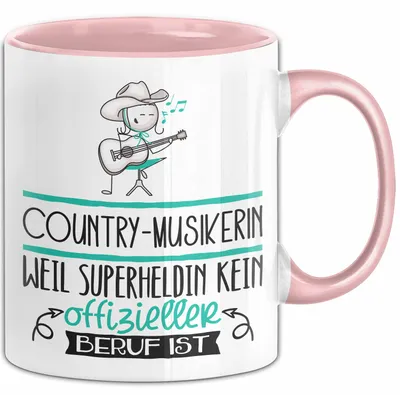 Produktbild von Country-Musikerin Geschenk Tasse Lustiger Spruch Country-Musikerin Weil Superheldin Kein Offizieller Beruf Ist Geschenkidee (Rosa)