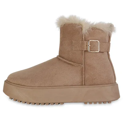 Produktbild von VAN HILL Damen Warm Gefütterte Winter Boots Stiefeletten Schnallen Schuhe 841363, Farbe: Khaki, Größe: 36