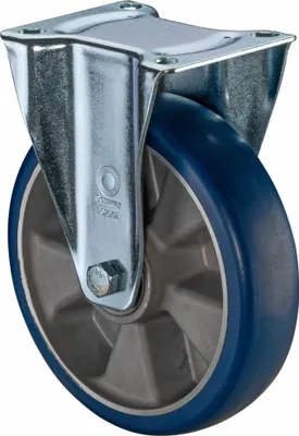 Produktbild von Bockrolle Rad- 80 mm Tragfhigkeit 170 kg Polyurethan Platte L105xB85 mm Farbe Rolle blau