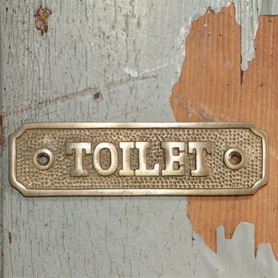 Produktbild von Schild "Toilet", WC-Schild aus Messing, Toilettenschild im Jugendstil