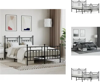Produktbild von vidaXL Bettgestell mit Kopf- und Fußteil Metall Schwarz 140x200 cm -  Betten & Bettgestelle