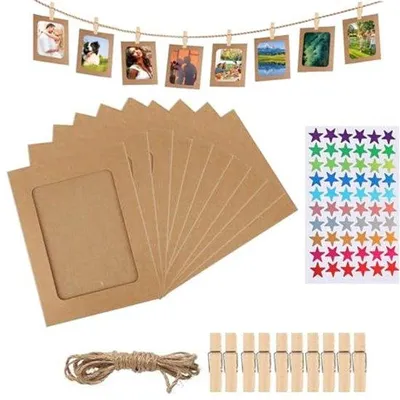 Produktbild von Ultiluxe Fotoliste Slinger - 10 Stück - Papier Aufhänge-Fotoframe - Foto Banner - 11,5 x 15,5 cm - Mit Klammern - DIY Dekoration
